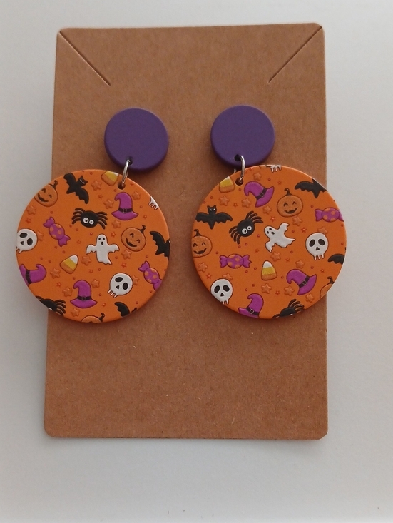 Fashion Jewelry Jewelry - Fashion Jewelry Orange & Purple Halloween Motif Dangle Earrings